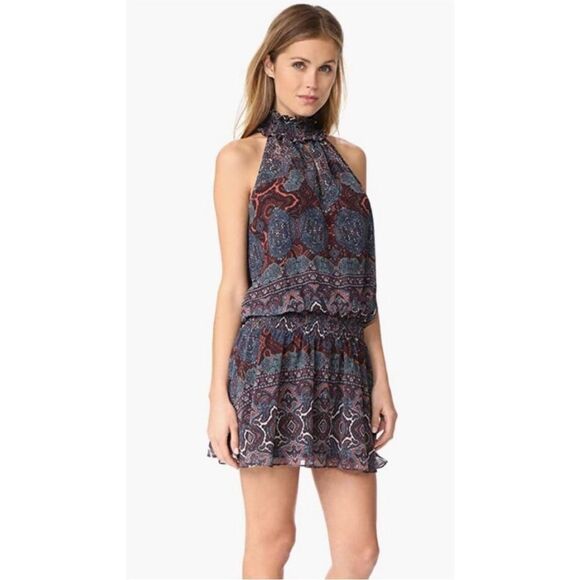 AMANDA UPRICHARD | Kimmie High Neck Mini Dress Moroccan Print Women’s Size Small - Picture 1 of 14